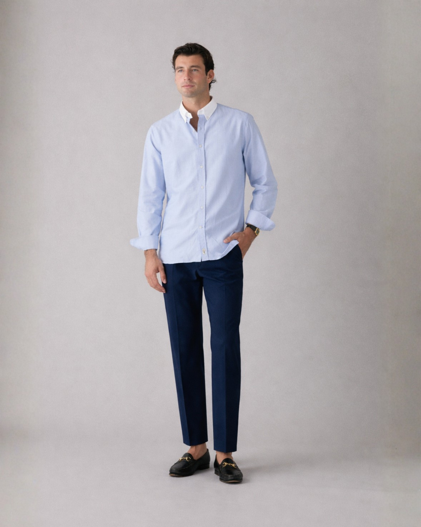 'Le Original' Blue Contrast Collar Oxford Shirt